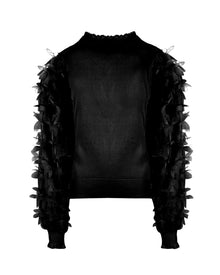 EMBELLISHED SLEEVE KNIT BLOUSE