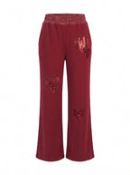 SEQUIN HEART WIDE-LEG TROUSERS