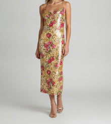 SEQUINED FLORAL SLIP DRESS