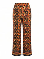 EQUESTRIAN PRINT WIDE-LEG TROUSERS
