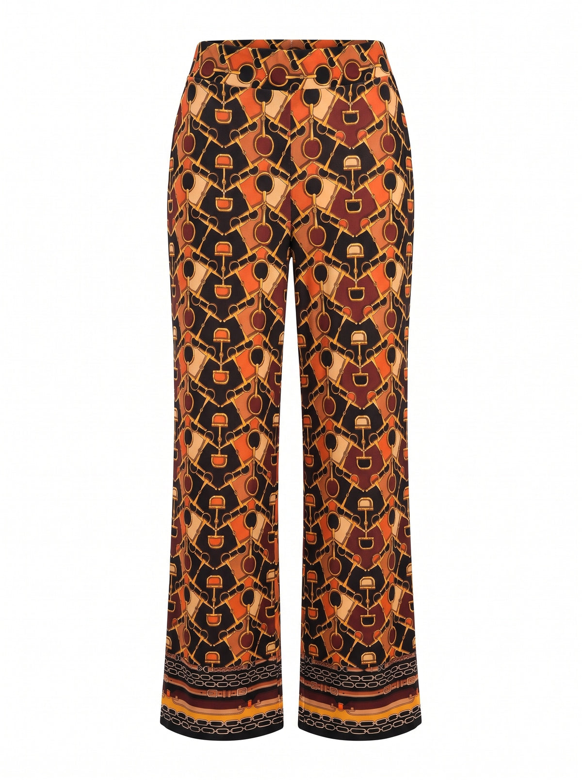 EQUESTRIAN PRINT WIDE-LEG TROUSERS