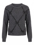 SEQUIN BOW BRUSHED KNIT SWEATER