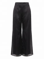 SHEER OVERLAY WIDE-LEG SATIN TROUSERS