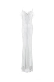 Sheer Feather Maxi Dress