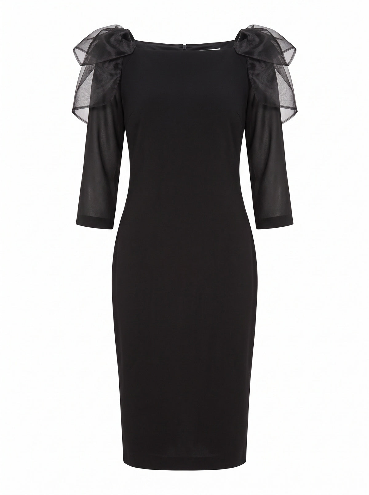 Black Bow-Shoulder Midi Dress