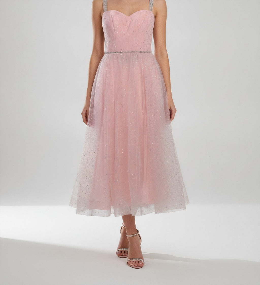 EMBELLISHED TULLE SWEETHEART DRESS