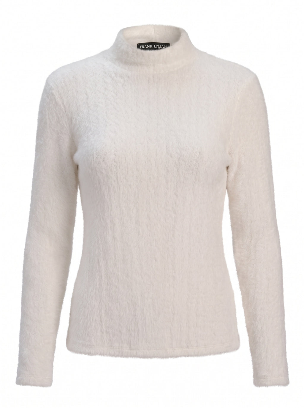 FUZZY MOCK-NECK FITTED KNIT