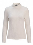 FUZZY MOCK-NECK FITTED KNIT