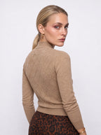 CRYSTAL DIAMOND KNIT MOCK-NECK SWEATER