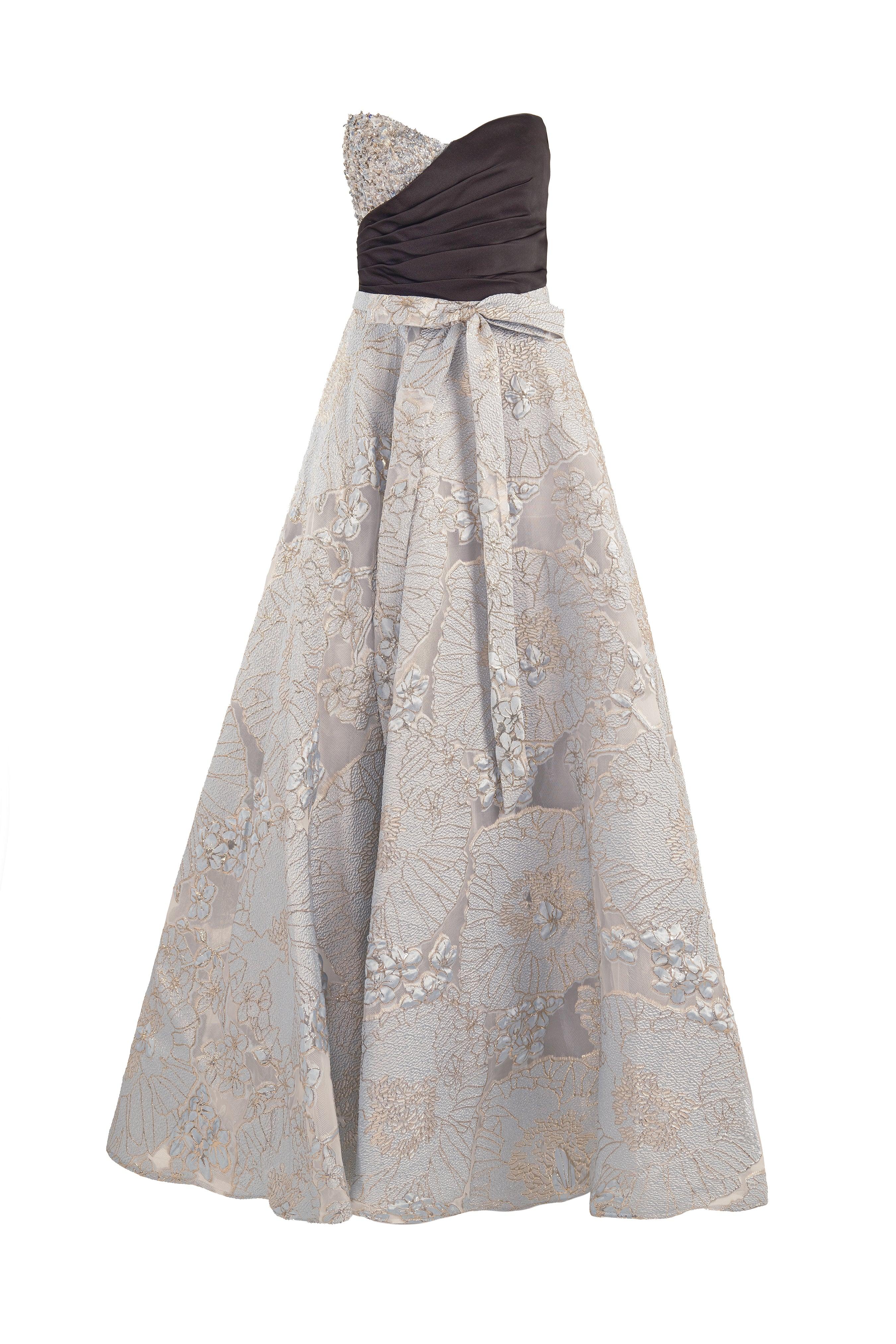 STRAPLESS BROCADE GOWN