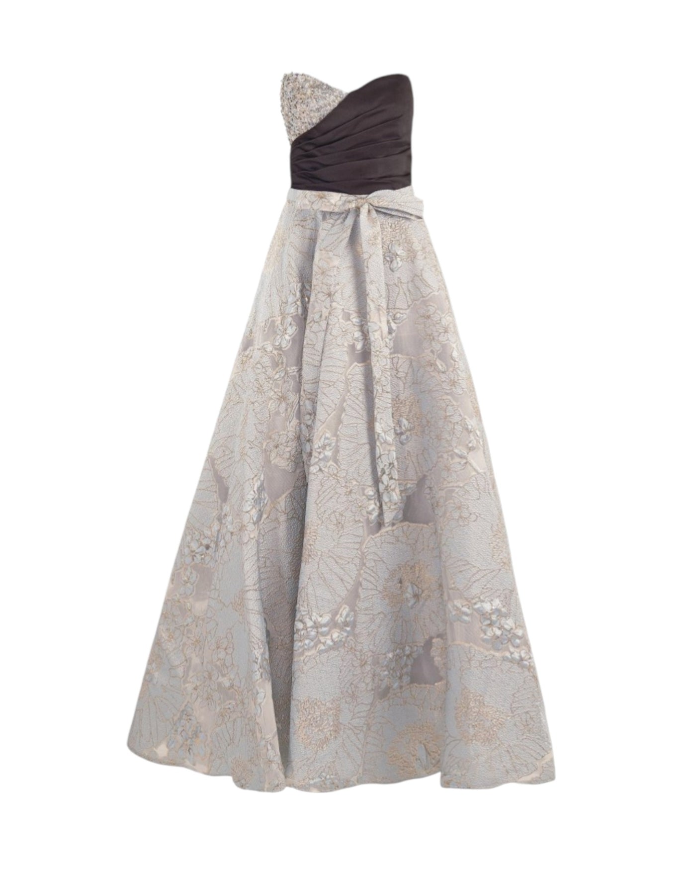 STRAPLESS BROCADE GOWN