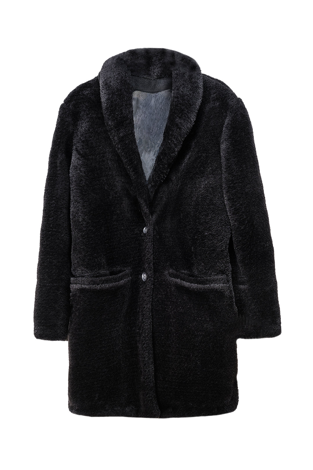 LUXURY BLACK FAUX FUR COAT