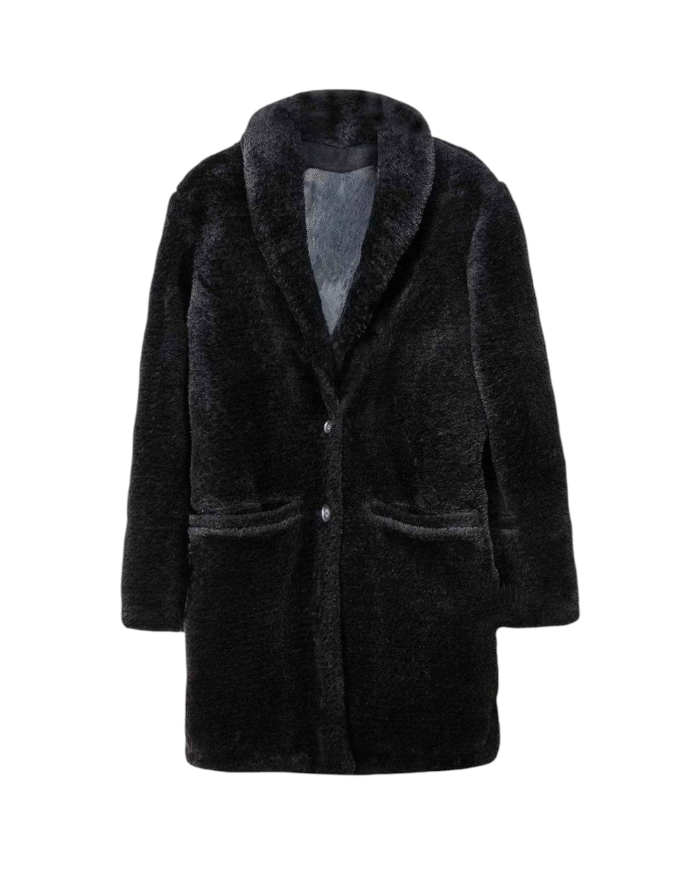LUXURY BLACK FAUX FUR COAT