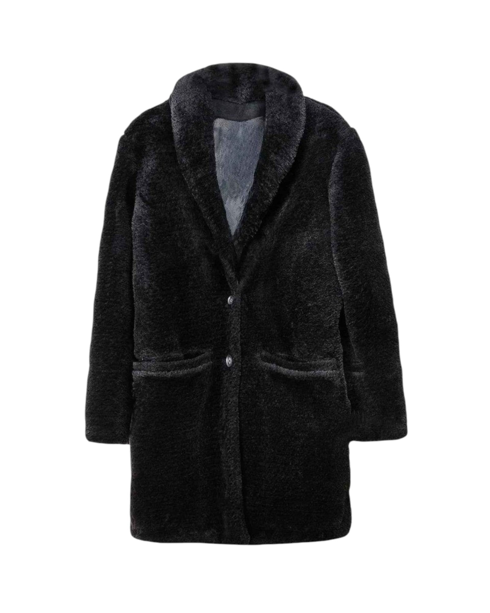 LUXURY BLACK FAUX FUR COAT