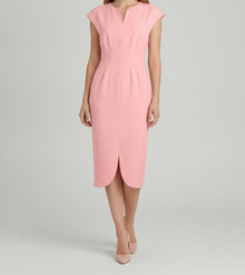TOPSTITCH DETAIL V-NECK MIDI DRESS