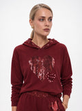 SEQUIN HEART WIDE-LEG TROUSERS