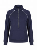 CRYSTAL HALF-ZIP FUNNEL-NECK SWEATER