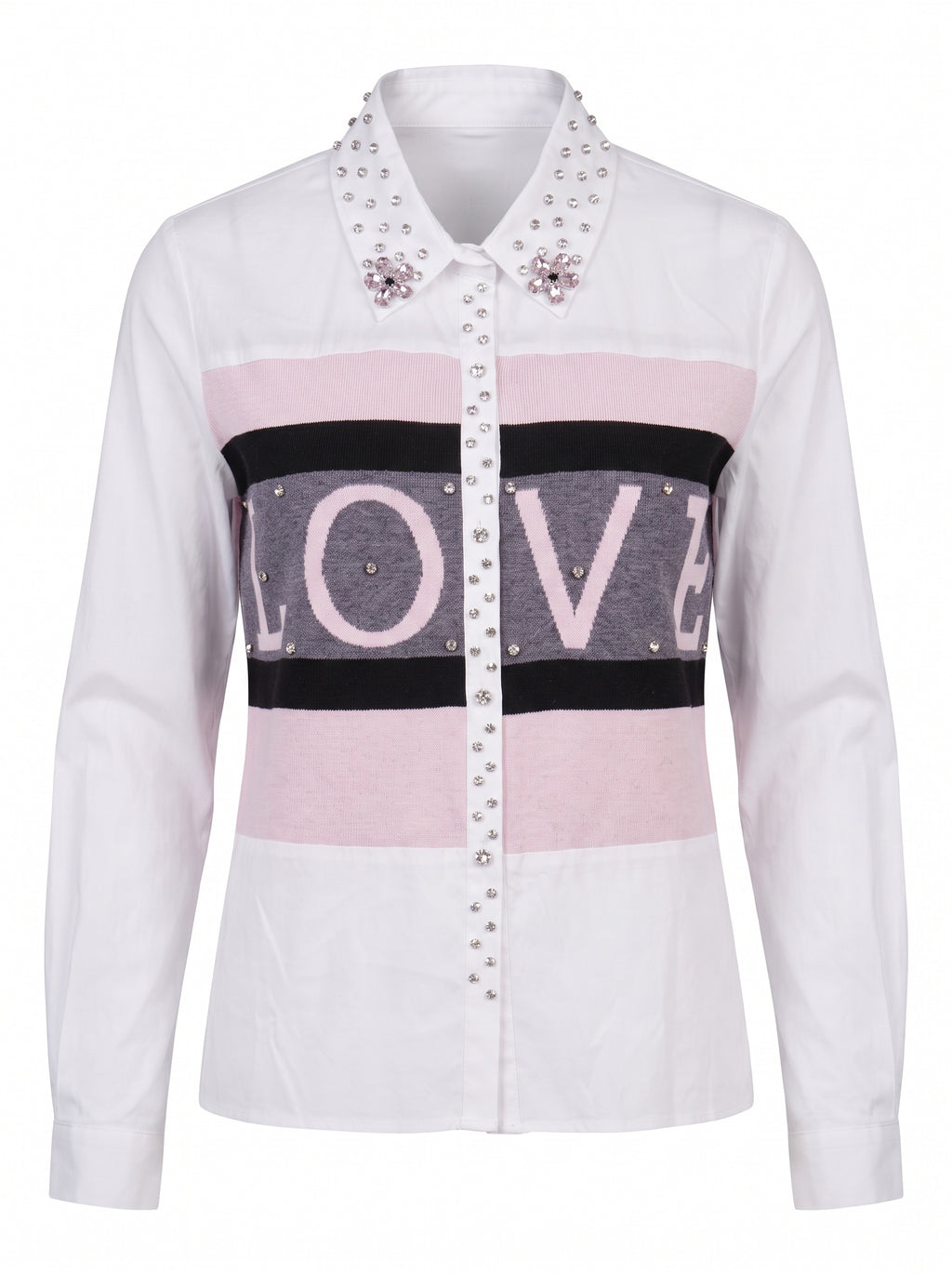 CRYSTAL LOVE PANEL POPLIN SHIRT