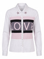 CRYSTAL LOVE PANEL POPLIN SHIRT