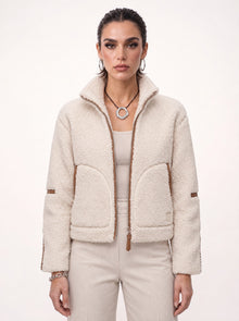 TEDDY ZIP JACKET WITH TAN TRIM