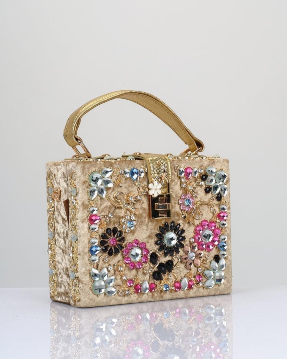 EMBELLISHED VELVET HANDBAG