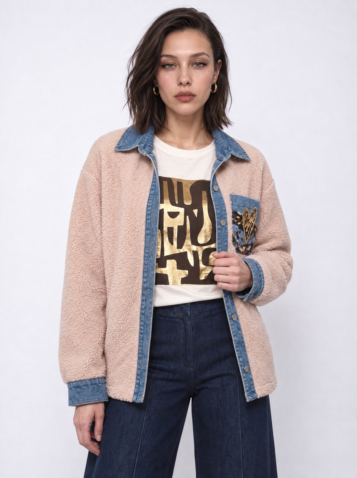 GOLD FOIL ABSTRACT PRINT T-SHIRT