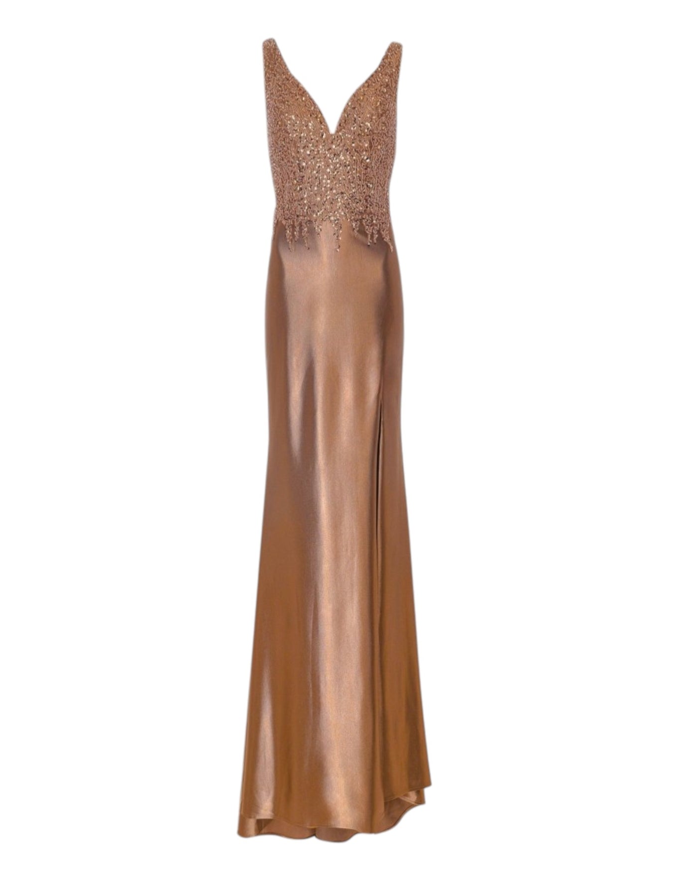 SEQUIN EMBELLISHED SATIN GOWN