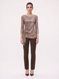 DRAPED SIDE SASH SEQUIN BLOUSE