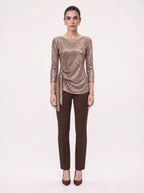 DRAPED SIDE SASH SEQUIN BLOUSE