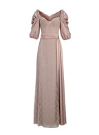 PUFF - SLEEVES EMBELLISHED EVENING GOWN