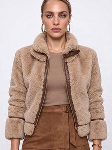 FAUX FUR AVIATOR-STYLE JACKET