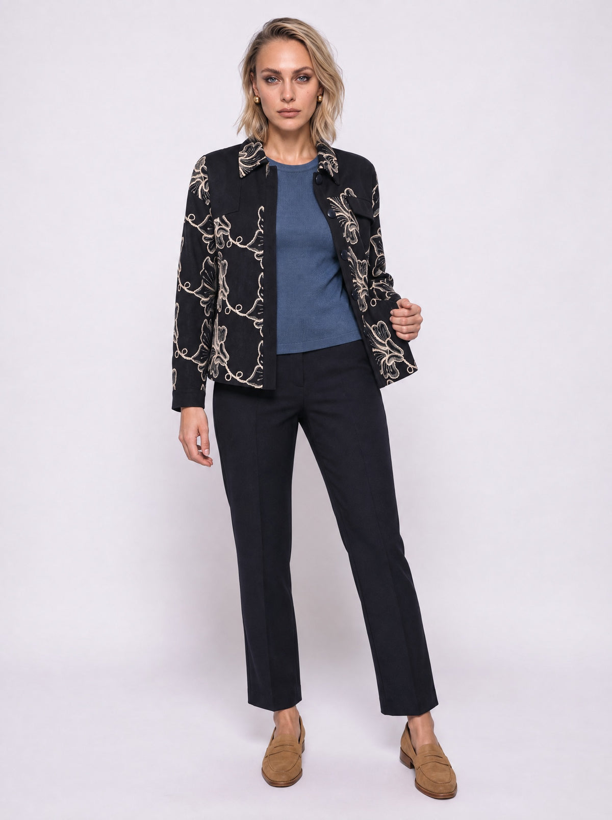 PRESSED CREASE CROPPED STRAIGHT TROUSERS