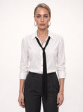 TIE-NECK FITTED WHITE SHIRT