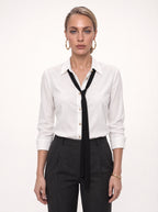 TIE-NECK FITTED WHITE SHIRT