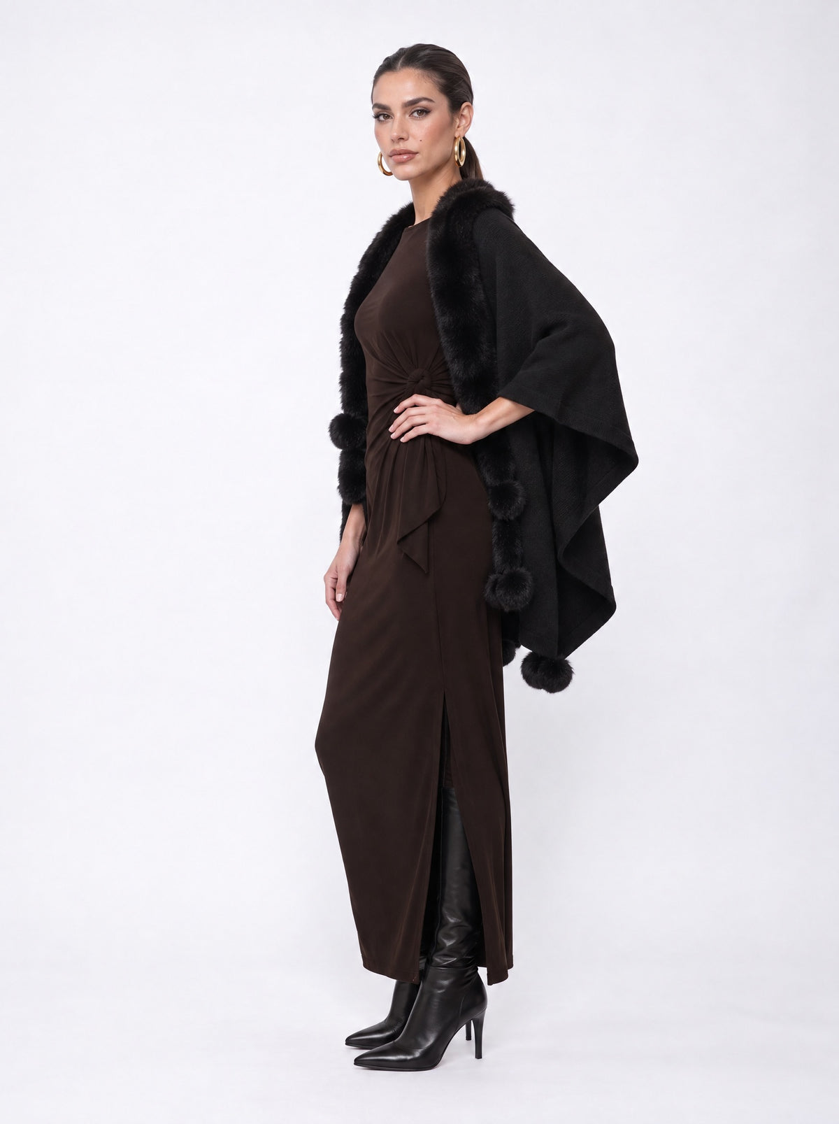 RUCHED WAIST JERSEY DRESS