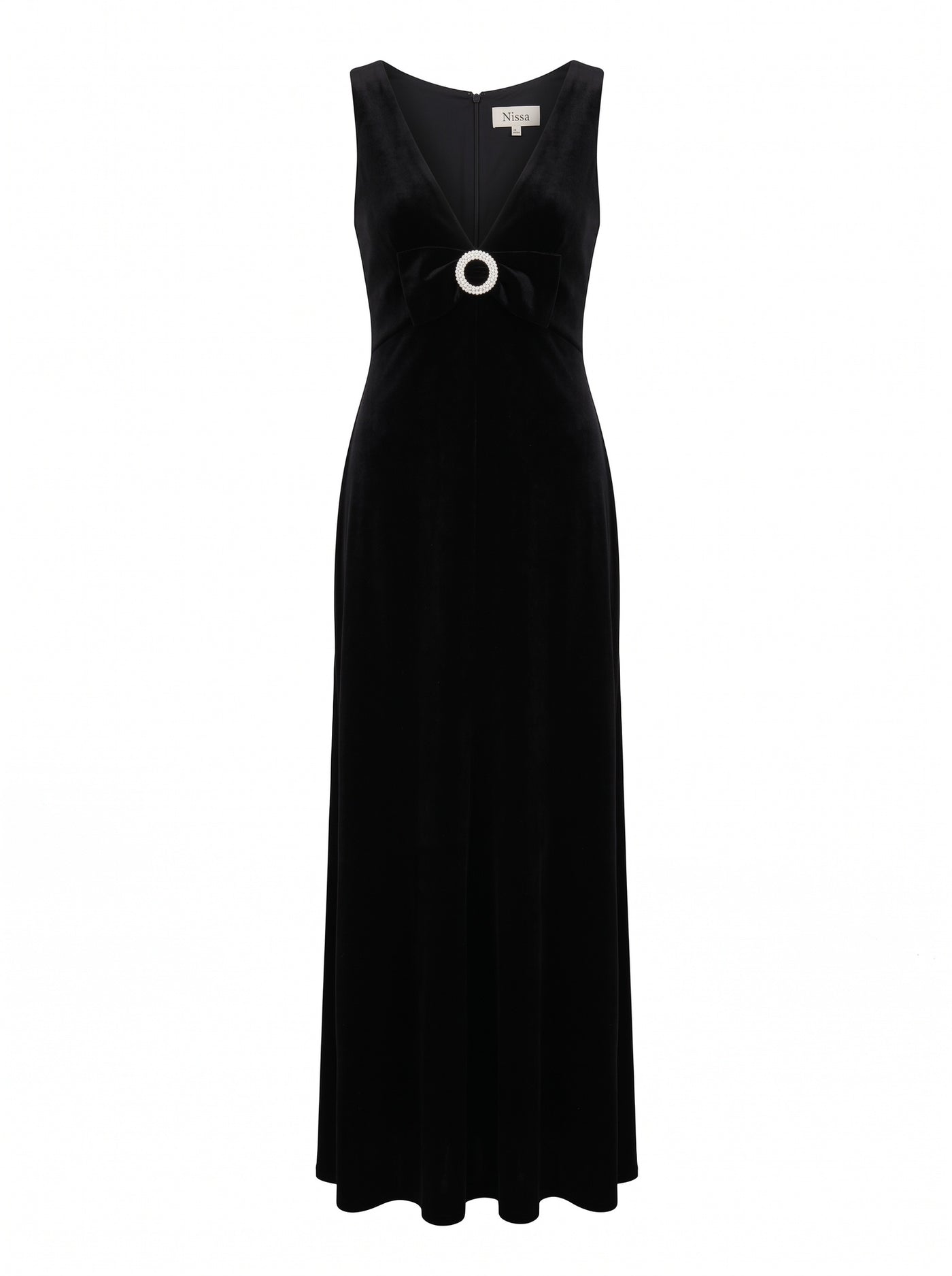 SLEEK MAXI DRESS WITH CRYSTAL BUCKLE