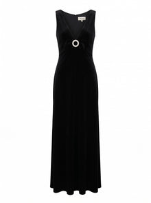 SLEEK MAXI DRESS WITH CRYSTAL BUCKLE