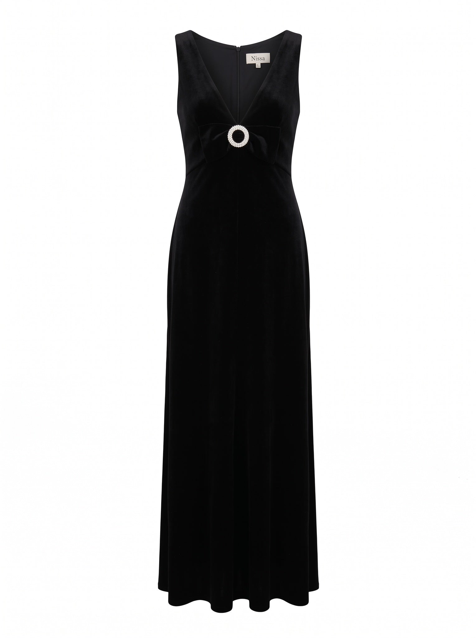 SLEEK MAXI DRESS WITH CRYSTAL BUCKLE