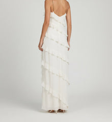 ASYMMETRICAL RUFFLE CHAIN-STRAP DRESS