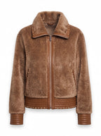 STUDDED SHEARLING-STYLE CROPPED JACKET