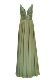 SHIMMERING V-NECK BALLGOWN