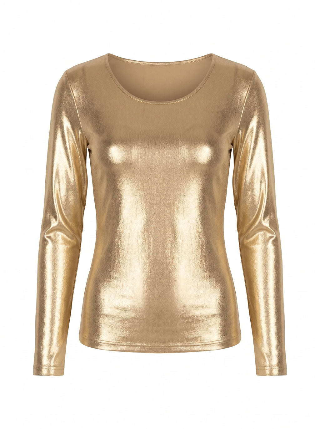 METALLIC FITTED SCOOP-NECK TOP