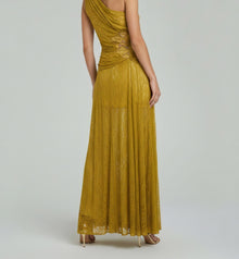 ONE-SHOULDER CUTOUT LACE GOWN