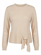 ASYMMETRIC TIE-WAIST CREWNECK KNIT