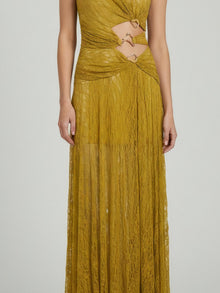 ONE-SHOULDER CUTOUT LACE GOWN