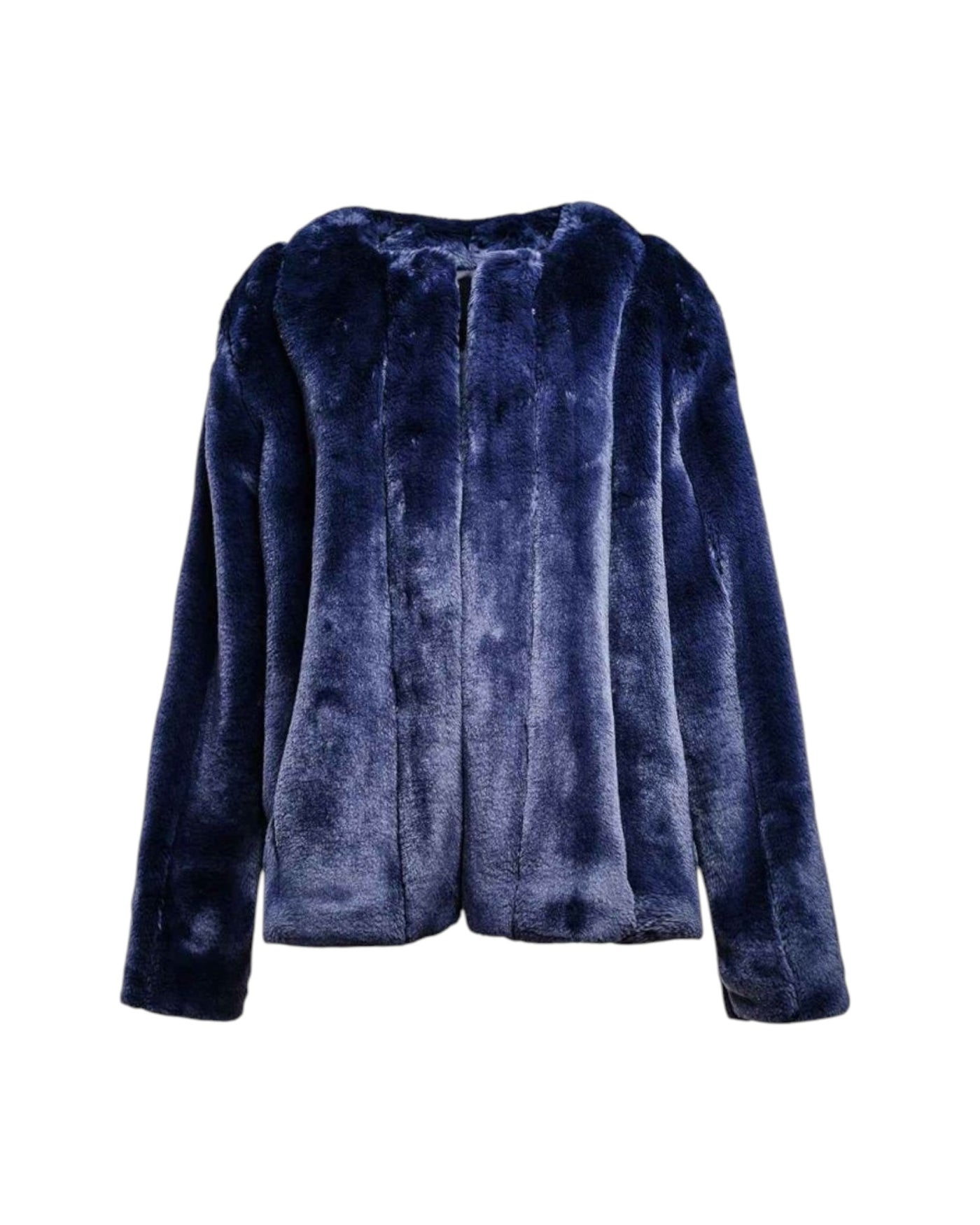 LUXURY NAVY FAUX FUR JACKET