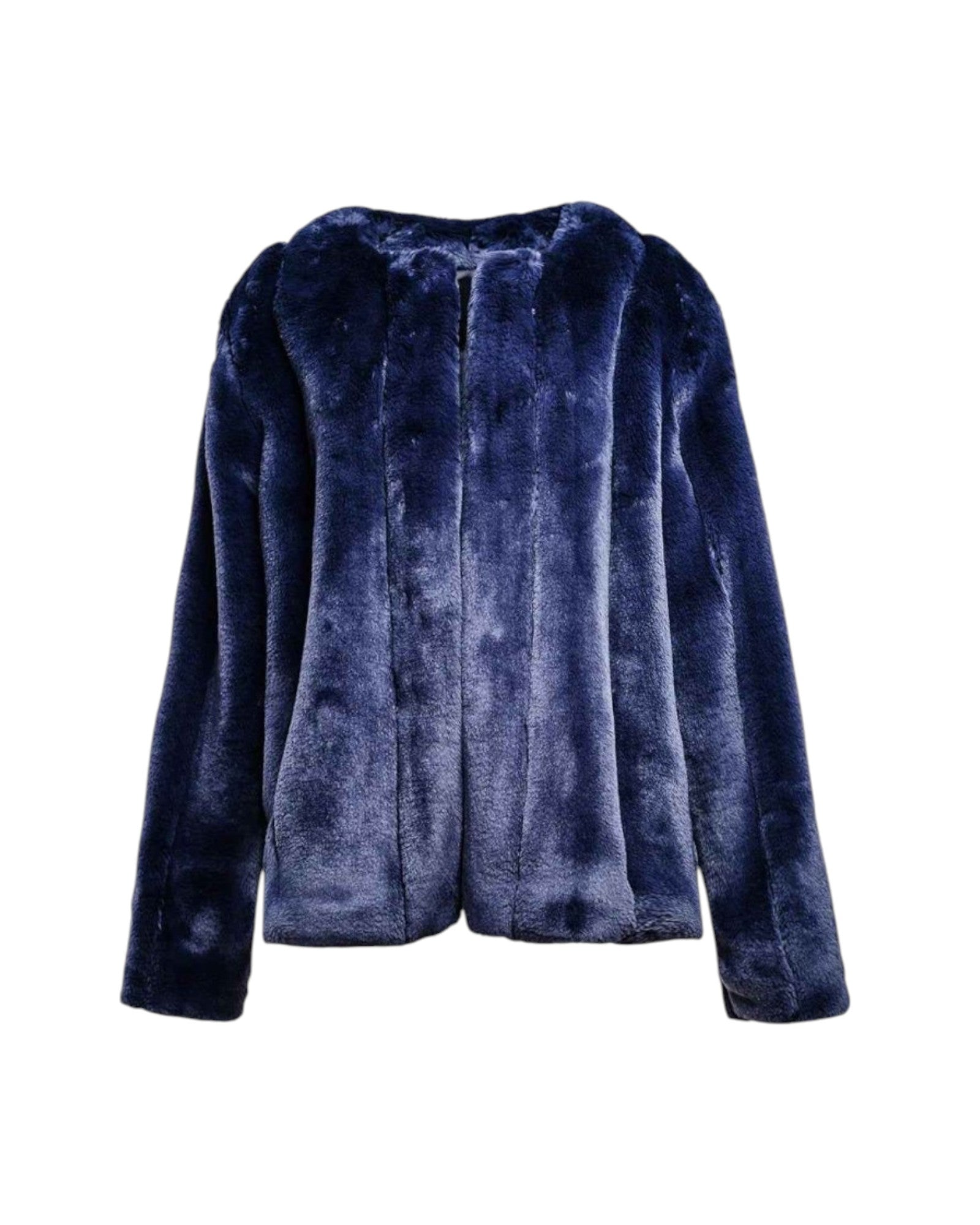 LUXURY NAVY FAUX FUR JACKET