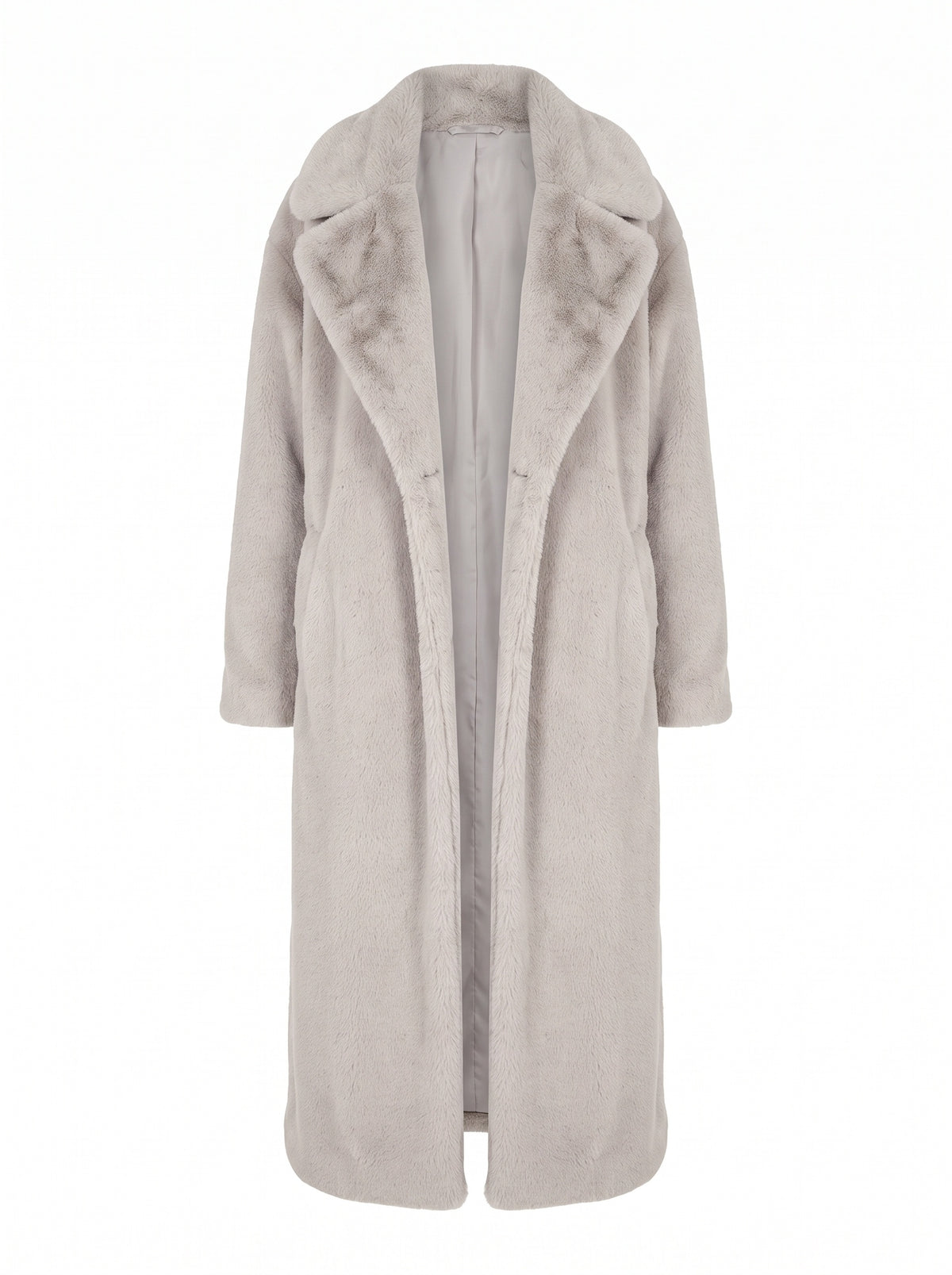LONG FAUX FUR NOTCH LAPEL COAT