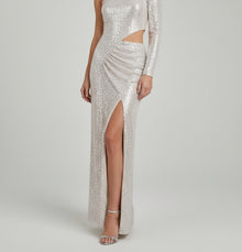 ASYMMETRIC CUTOUT GOWN