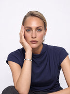 RUCHED WRAP-FRONT FUNNEL NECK BLOUSE